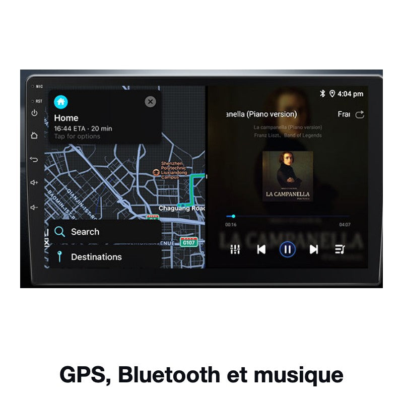 Autoradio CarPlay pour Renault Clio 4 en écran partagé : GPS à gauche, musique à droite