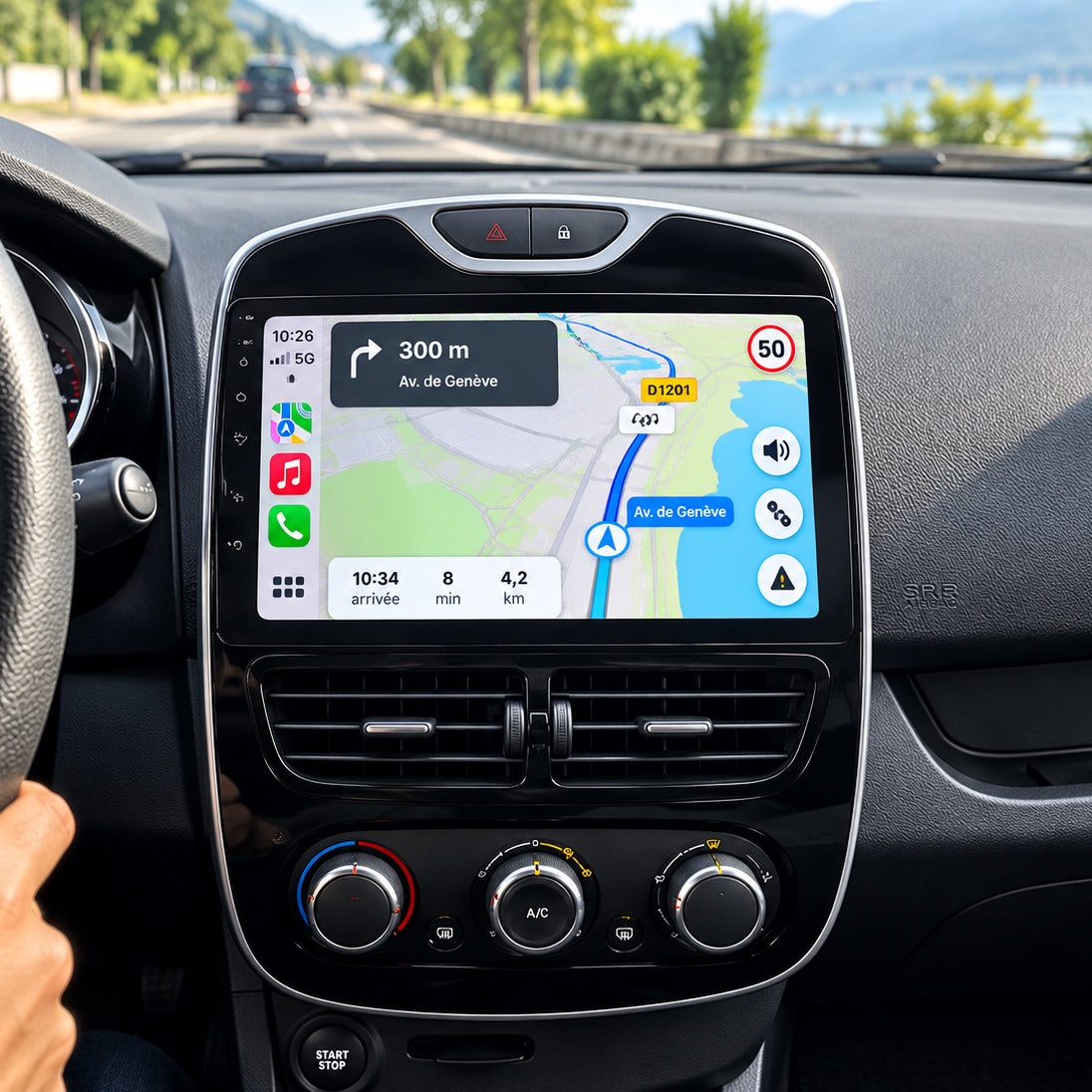Navigation GPS via CarPlay sur l'autoradio d'une Renault Clio 4 phase 2