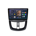 Autoradio CarPlay Junsun pour Peugeot 207 avec sa façade, sur fond blanc